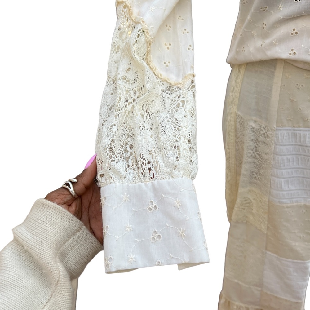M. BIANCHI CALIFORNIA Vintage Eyelet Ruffle Hem Skirt & Button Down Top AMAZING! - Picture 4 of 16